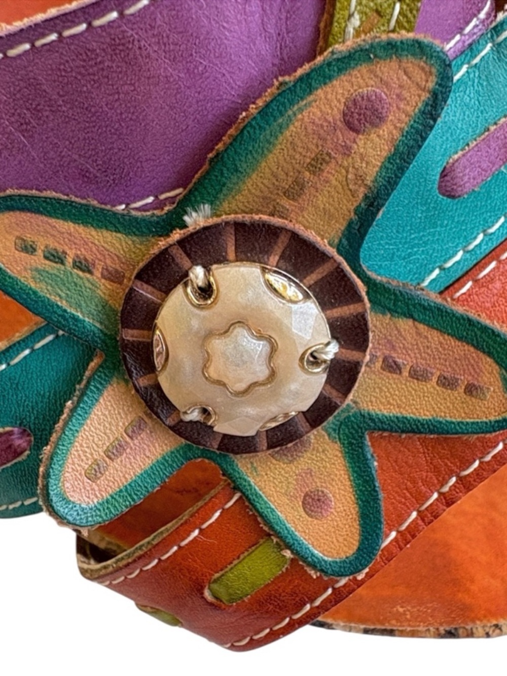 EUC Spring Step Leather Begonia Multi Color Heeled Sandals Size 9 - Picture 9 of 10